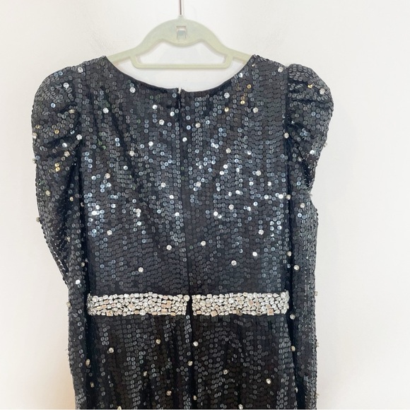 Mac Duggal Sequin Rhinestone Long Sleeve Maxi Formal Dress Gown Black 10736 - Picture 7 of 10